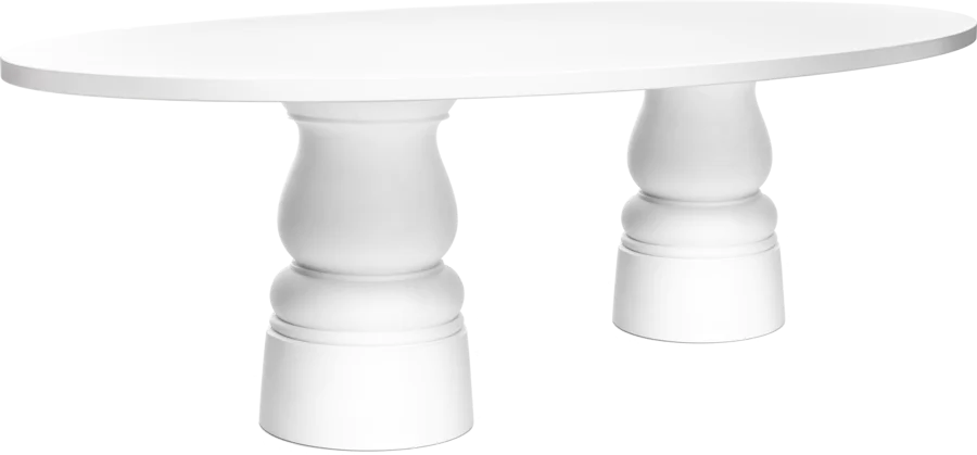Container Table New Antiques Oval 260 top white with white double foot